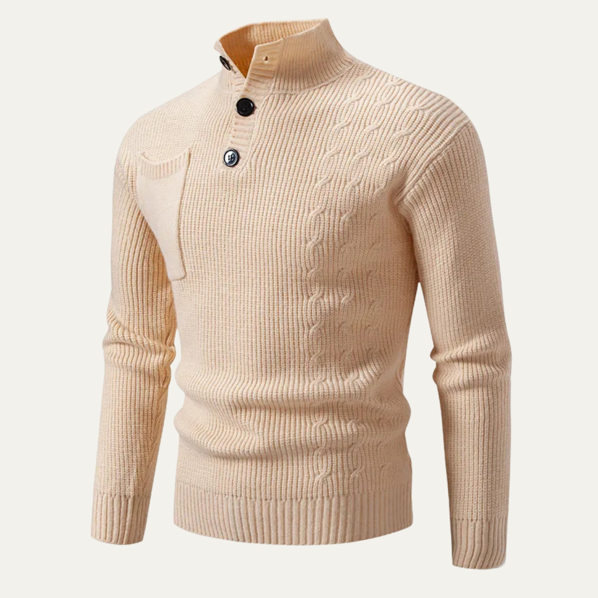 The Alberobello Winter Stand Collar Men’s Knitted Jumper with Buttons