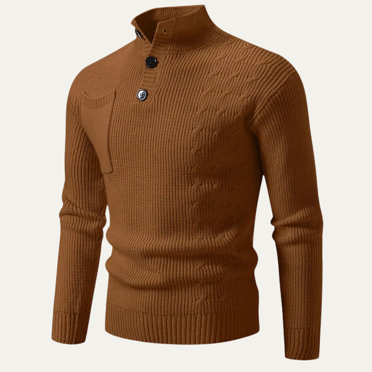The Alberobello Winter Stand Collar Men’s Knitted Jumper with Buttons
