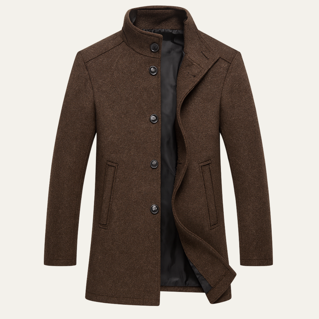 The Aldeburgh Men's Wool Coat with Blend Button Up and Warm Lining