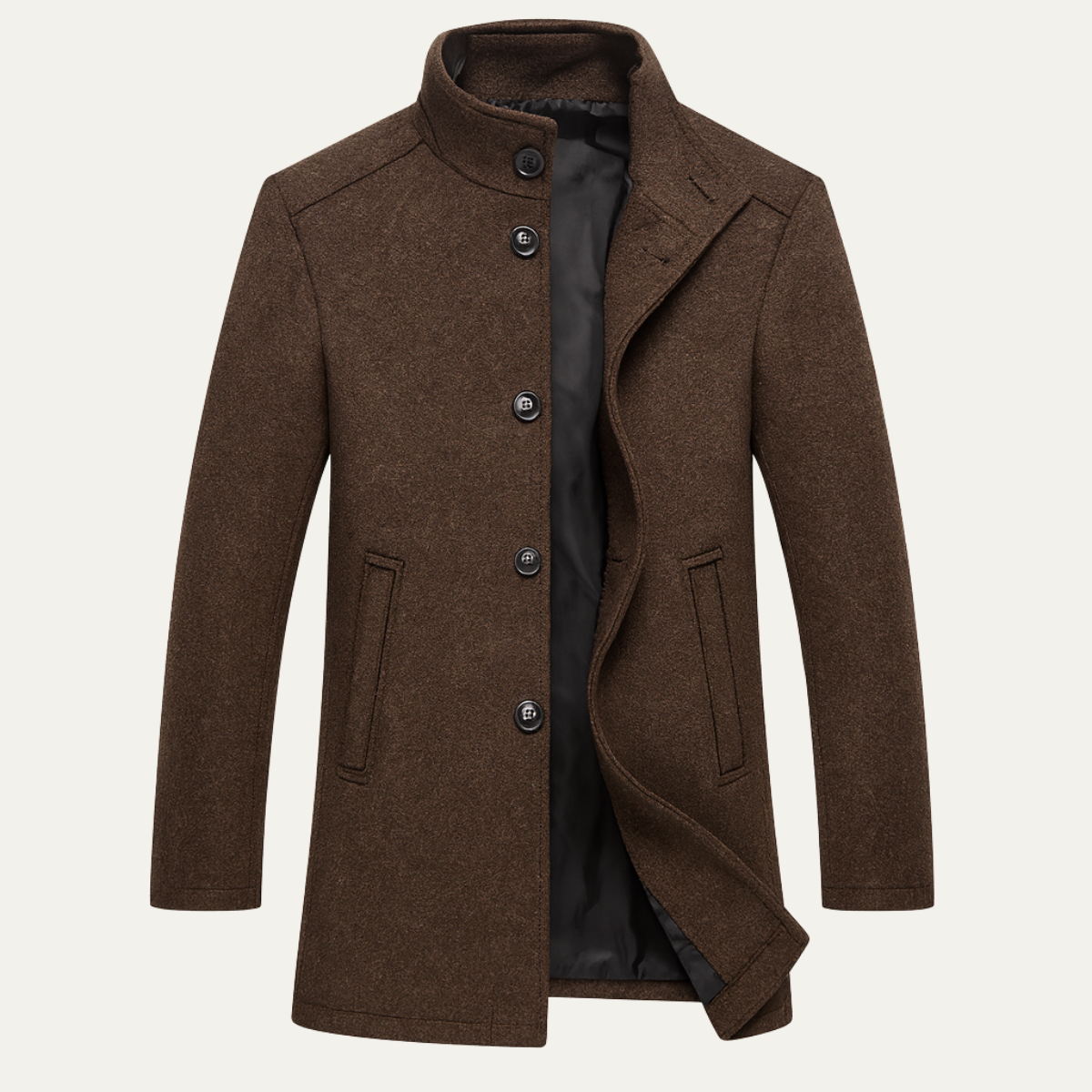 The Aldeburgh Men's Wool Coat with Blend Button Up and Warm Lining