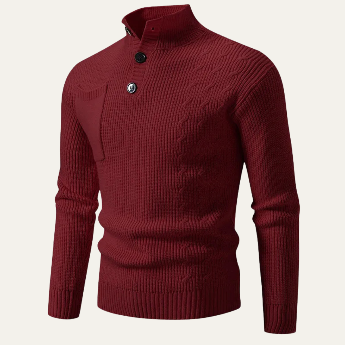 The Alberobello Winter Stand Collar Men’s Knitted Jumper with Buttons