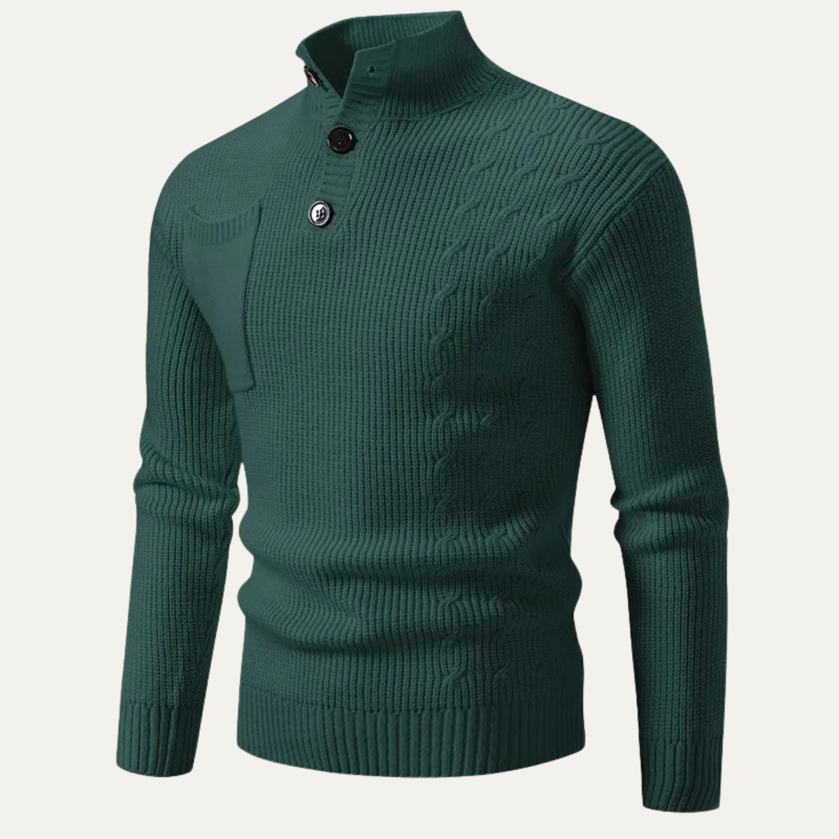The Alberobello Winter Stand Collar Men’s Knitted Jumper with Buttons