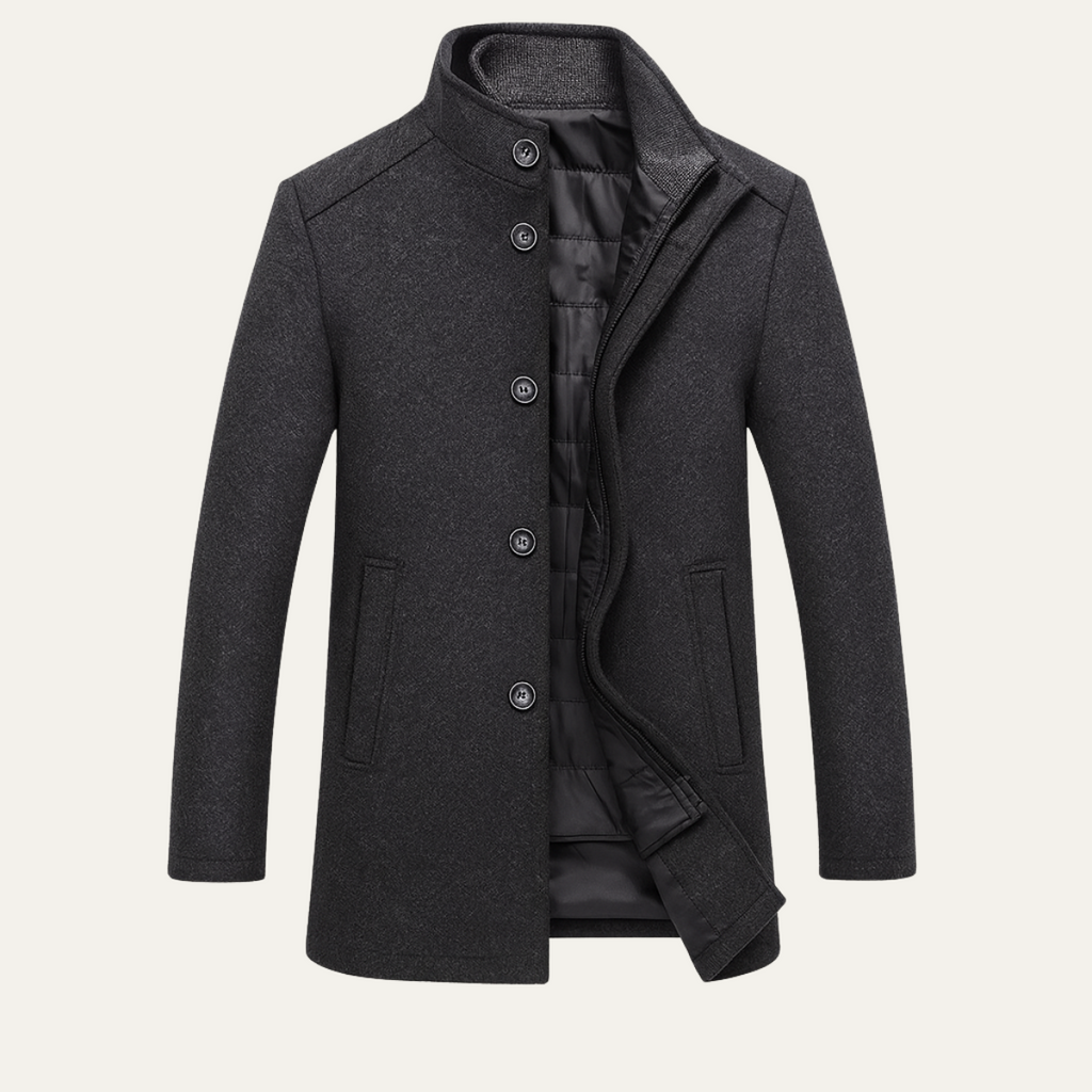 The Aldeburgh Men's Wool Coat with Blend Button Up and Warm Lining