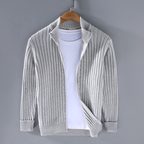 Ken | Men’s Zip Front High Collar Ribbed Cardigan