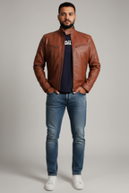 Men’s Biker Style Zipper Jacket - Contemporary Urban Layer