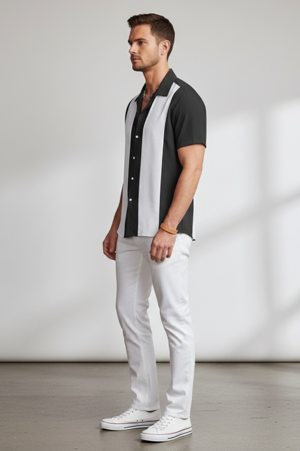 Men’s Bold Stripe Short Sleeve Shirt - Relaxed Everyday Wear