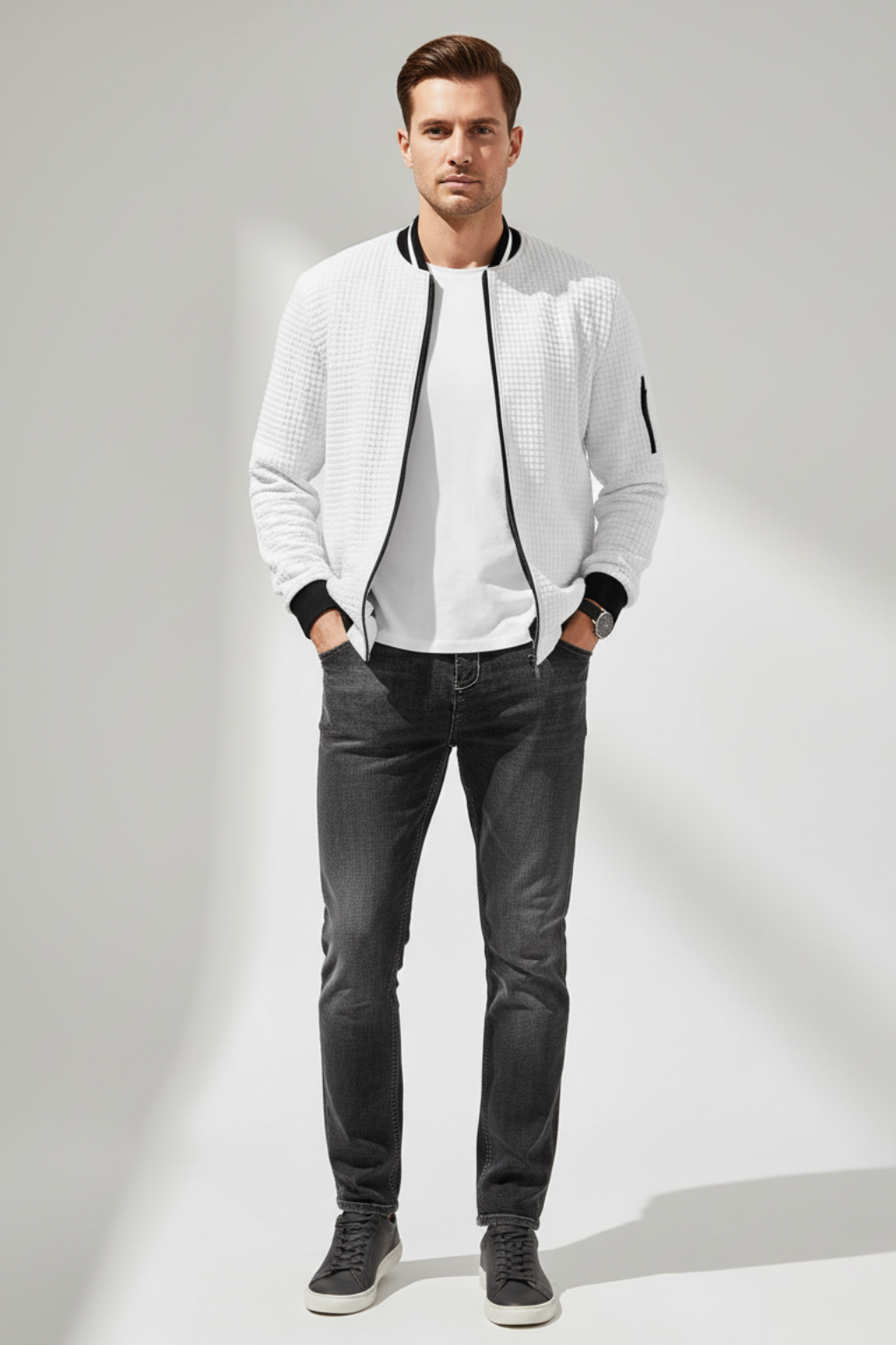 Men’s Casual Stand Collar Jacket - Versatile Layering Piece
