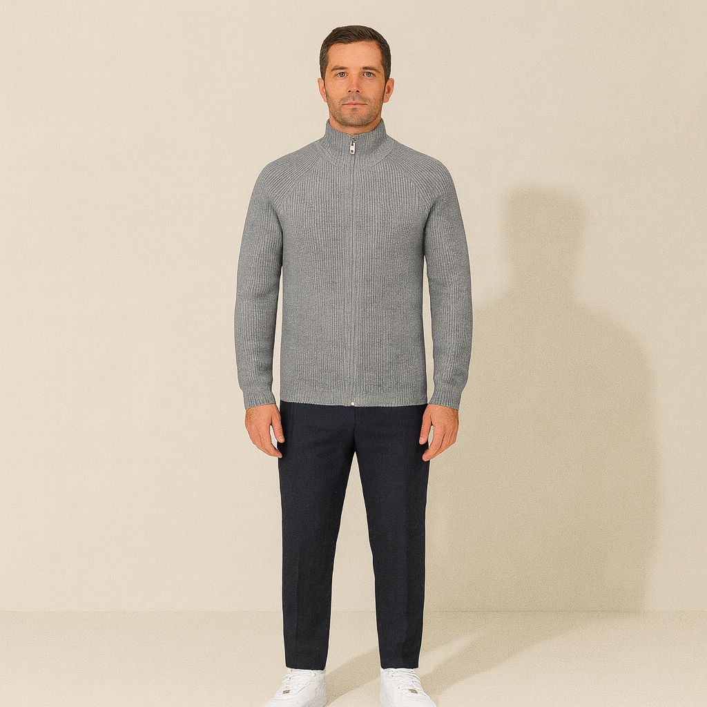The Four Seasons Merino Wool Knitted Zip Cardigan Jumper for Men