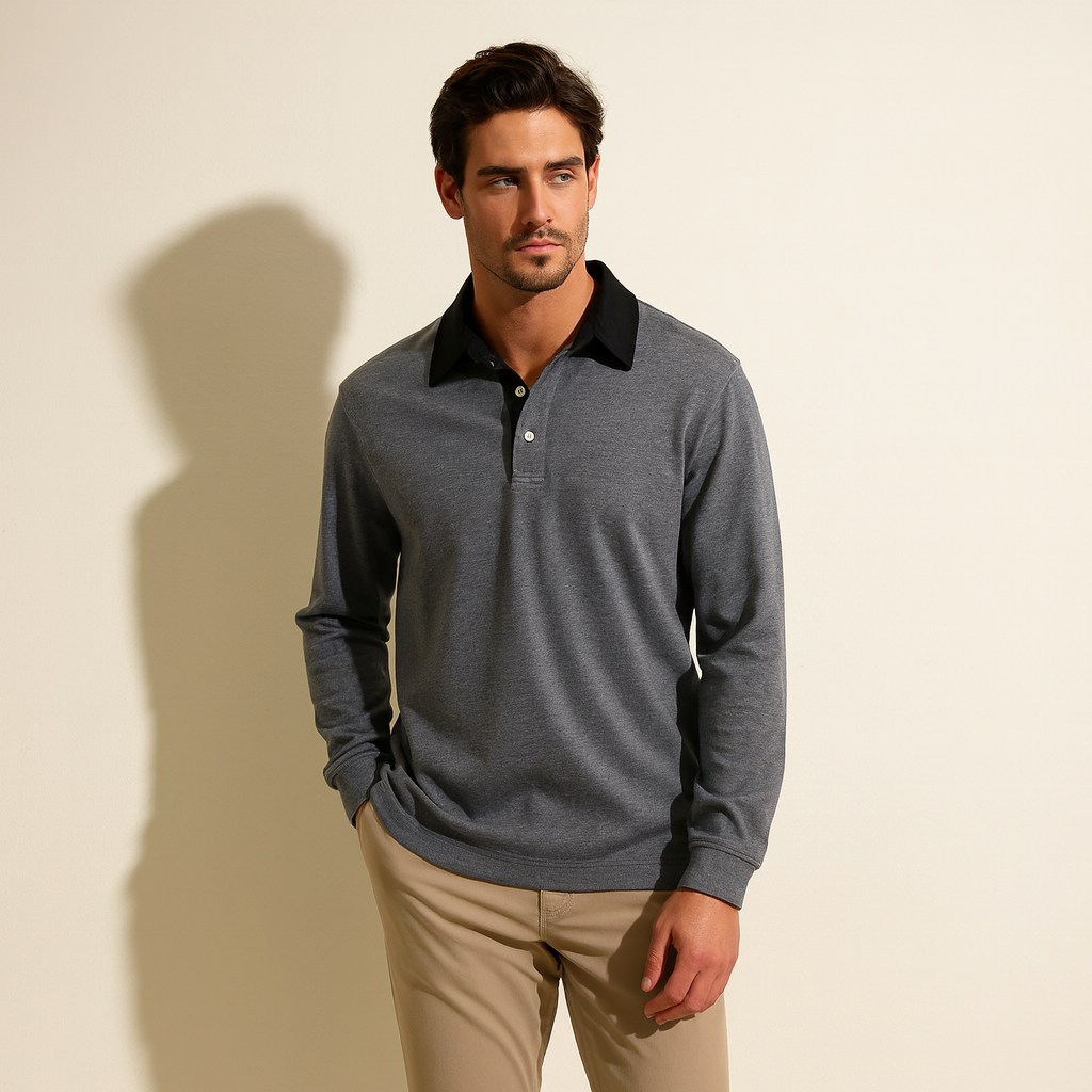 The Chelsea Men’s Long Sleeve Polo – Classic Knit Shirt