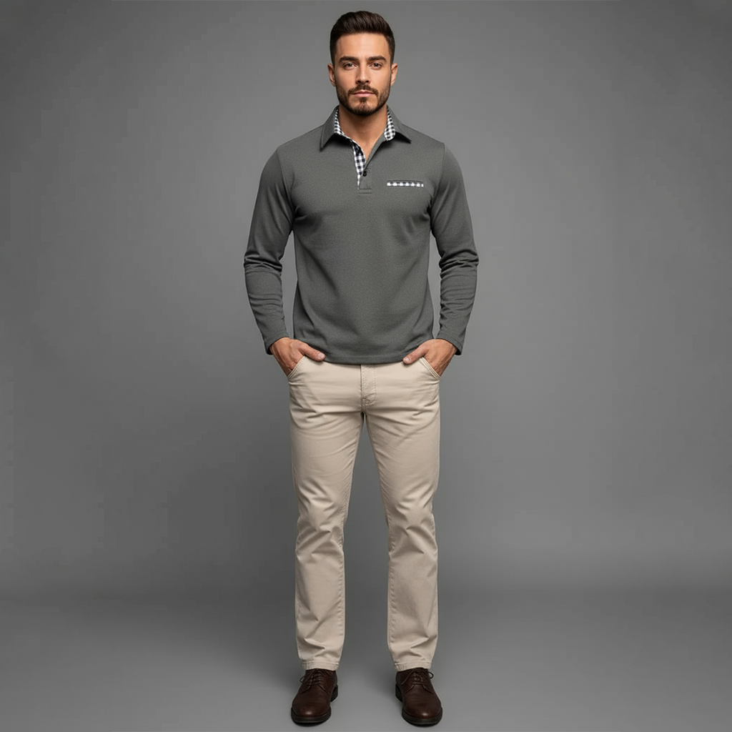 Ethan | Men's Long Sleeve Winter Polo Shirt