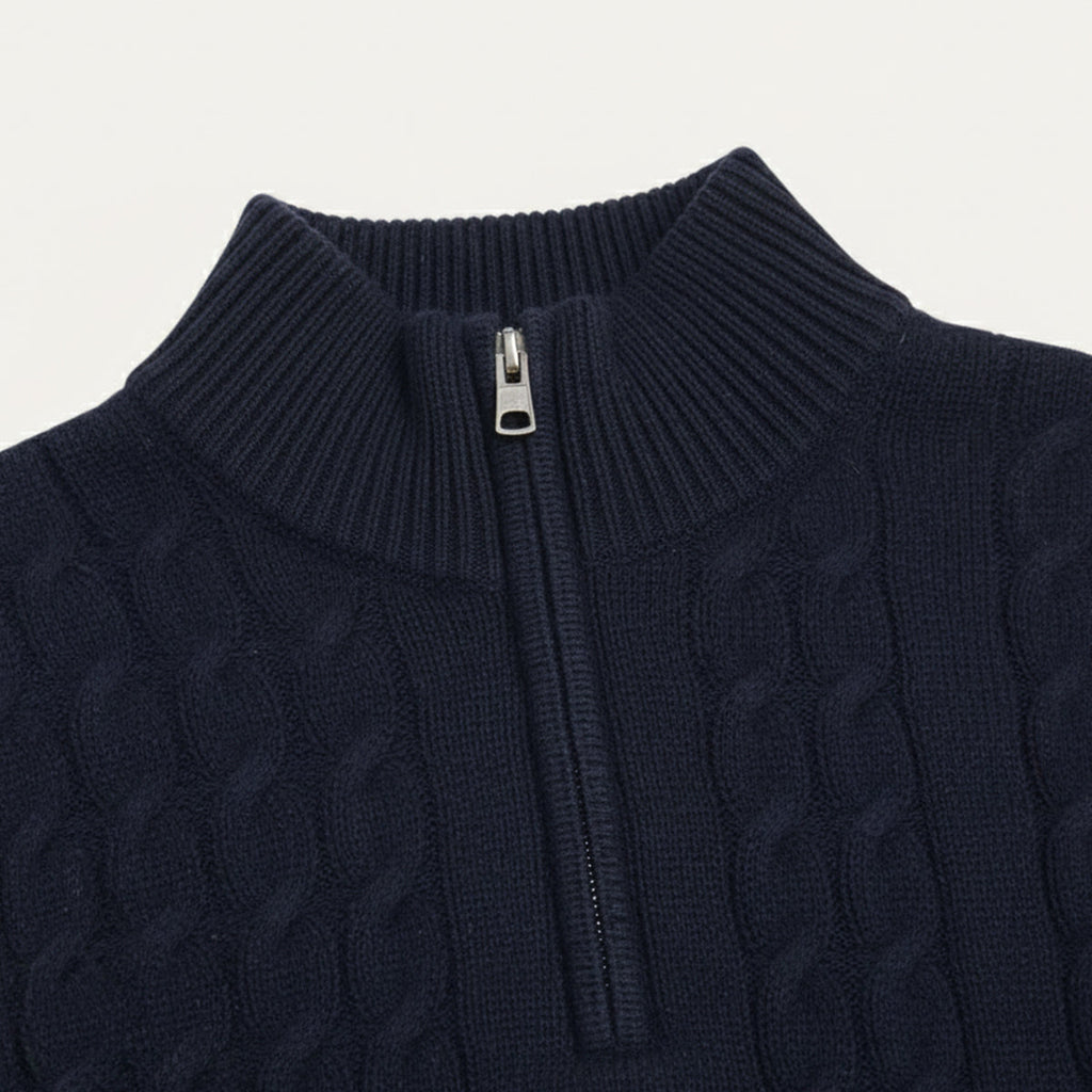 The St. Moritz Cable Knit Zipper Jumper for Men - Old Money Style