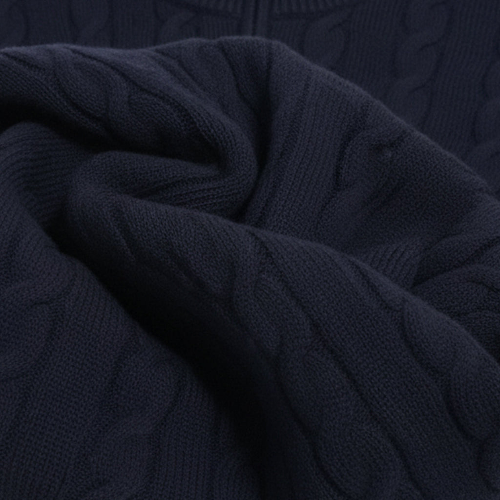 The St. Moritz Cable Knit Zipper Jumper for Men - Old Money Style