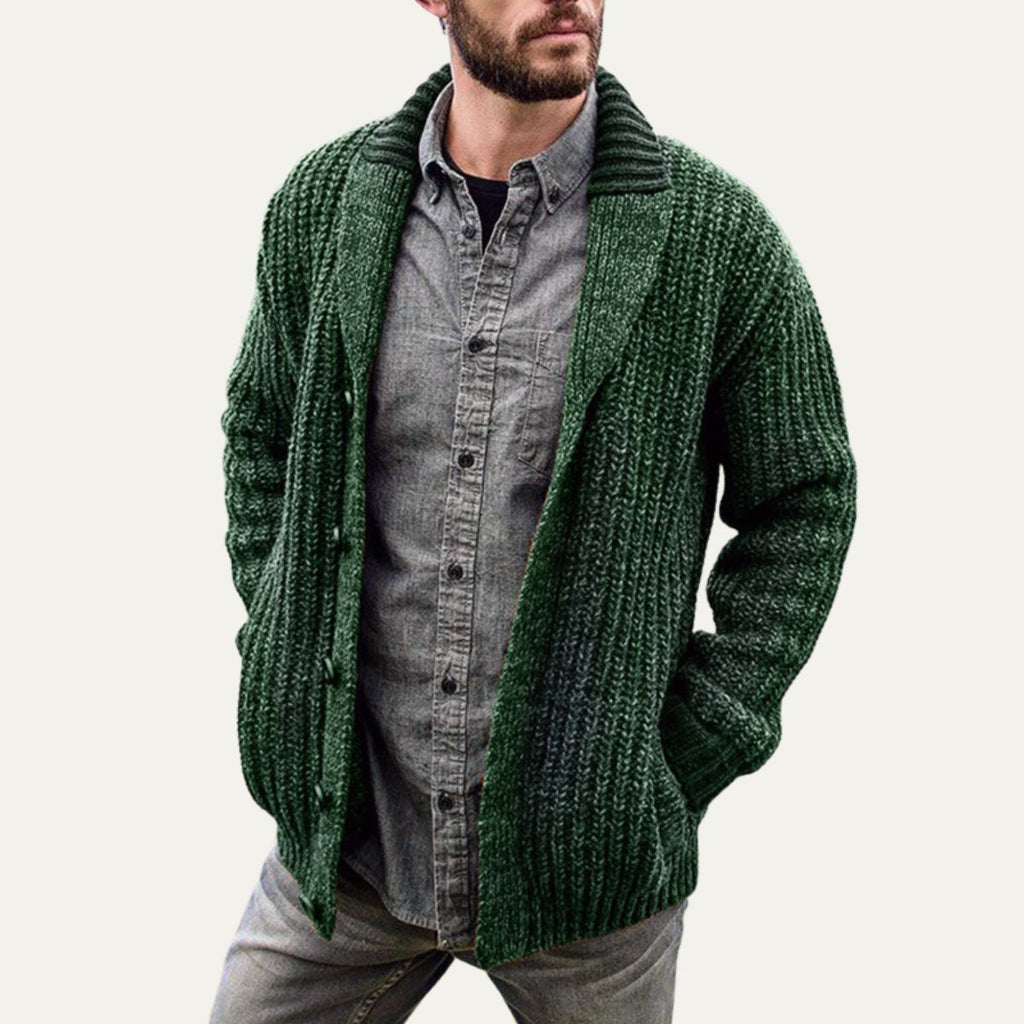 The Siracusa Men’s Chunky Knit Shawl Collar Cardigan