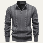 The Bolsena Men’s Slim Fit Cable Knit Zip Cardigan