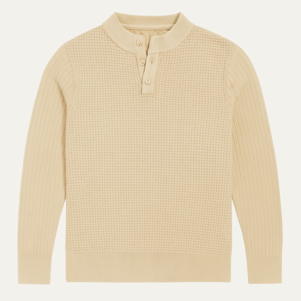 The Portofino Men’s Casual Knitted Henley Textured Jumper