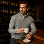 The St. Moritz Cable Knit Zipper Jumper for Men - Old Money Style
