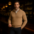 The St. Moritz Cable Knit Zipper Jumper for Men - Old Money Style