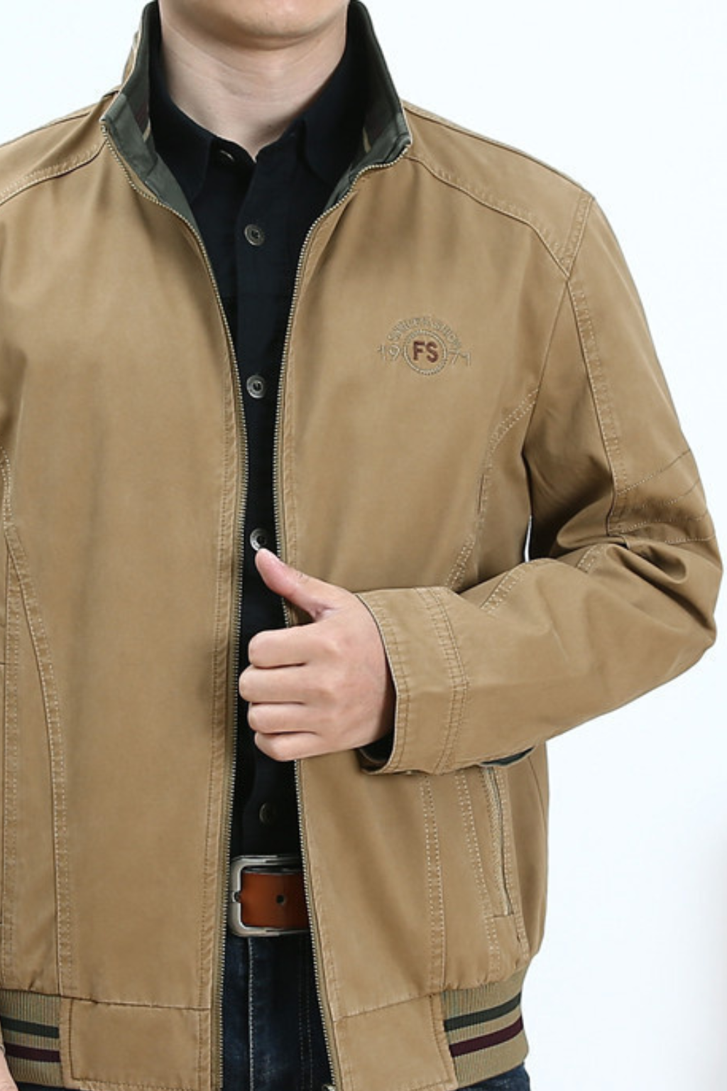 Men’s Loose Fit Stand Collar Jacket - Relaxed Everyday Outerwear