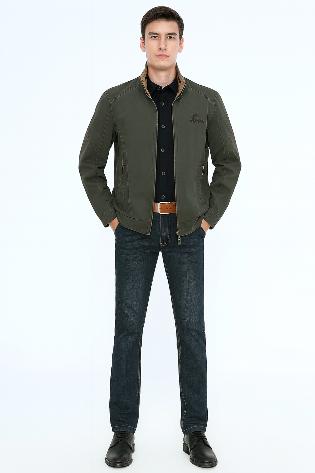 Men’s Loose Fit Stand Collar Jacket - Relaxed Everyday Outerwear