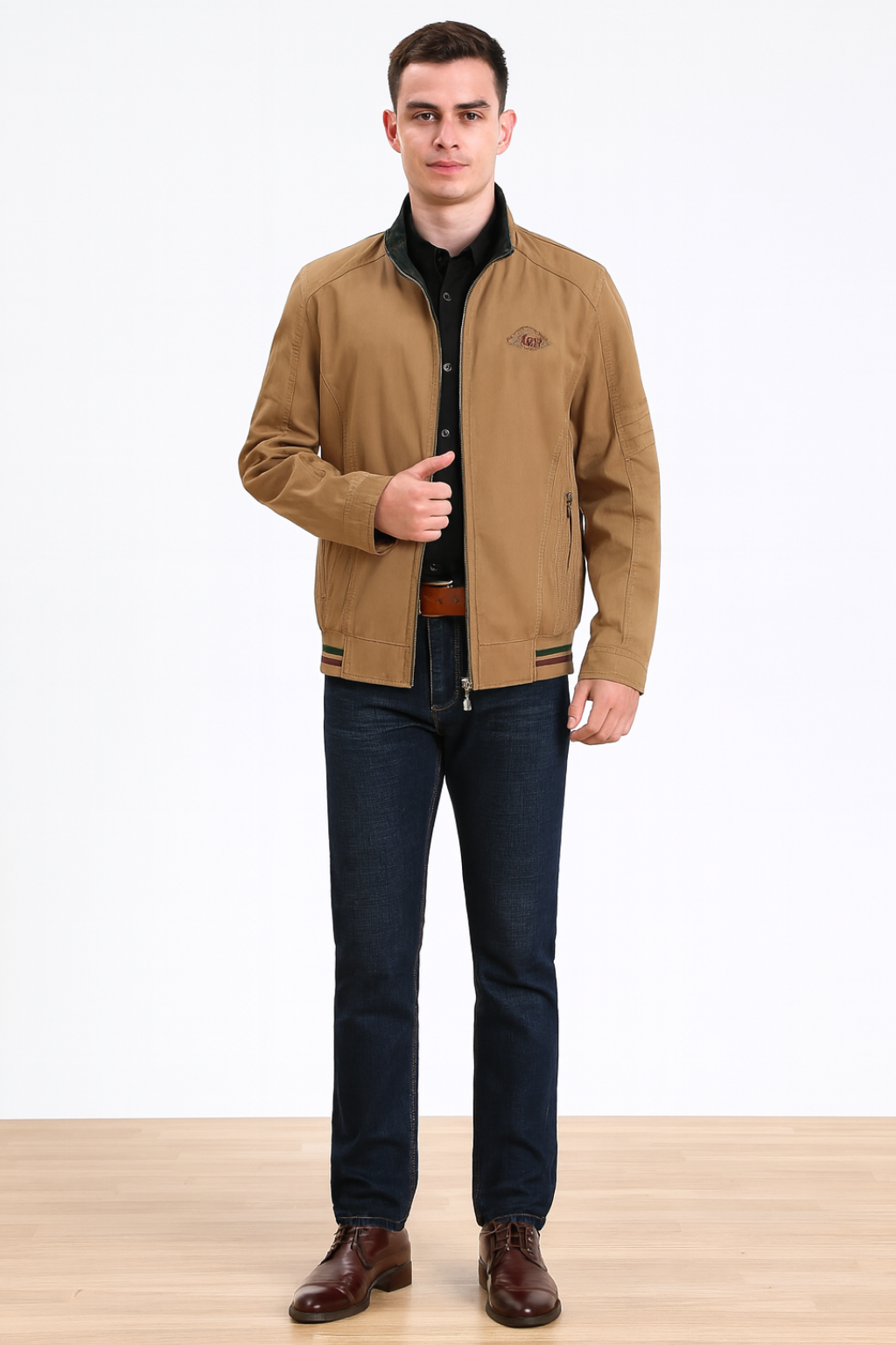 Men’s Loose Fit Stand Collar Jacket - Relaxed Everyday Outerwear
