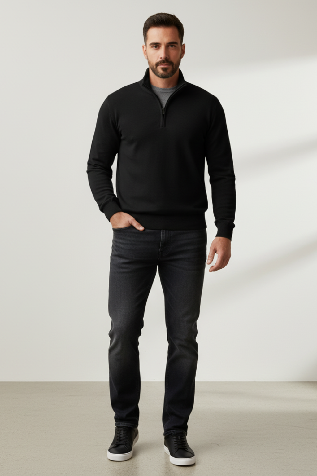 Men’s Breathable Half-Zip Pullover Sweater - Lightweight Layering Piece