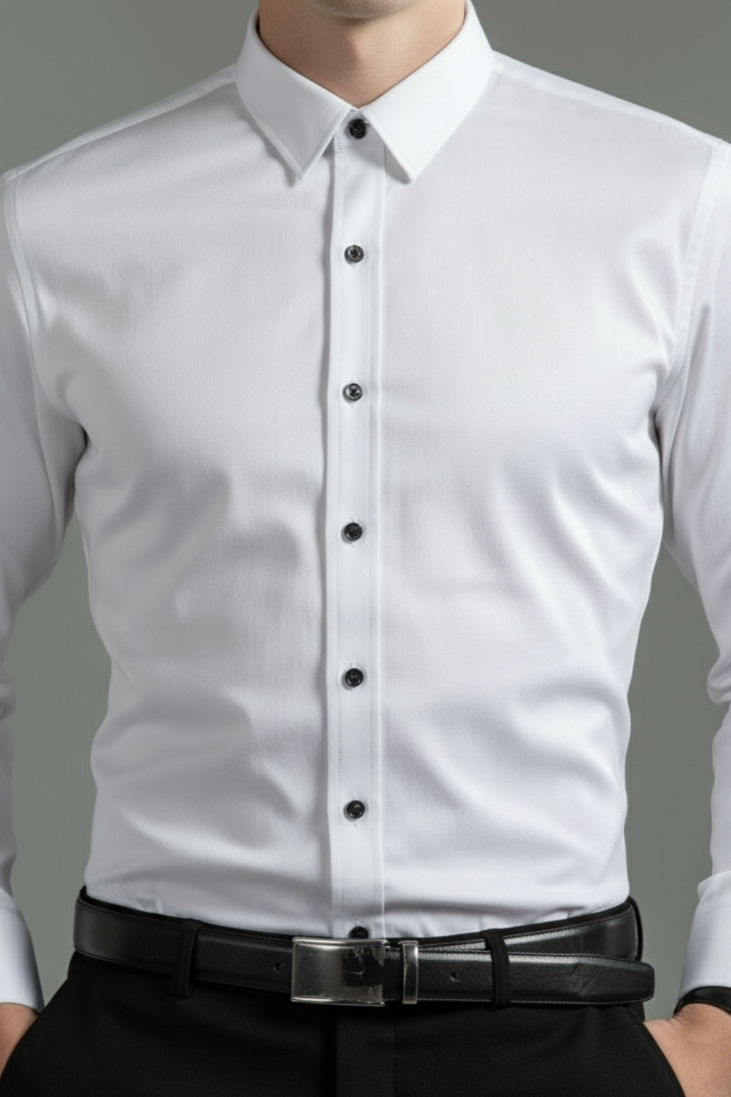 Men’s Business Dress Shirt - Tailored Style with Smooth Weave