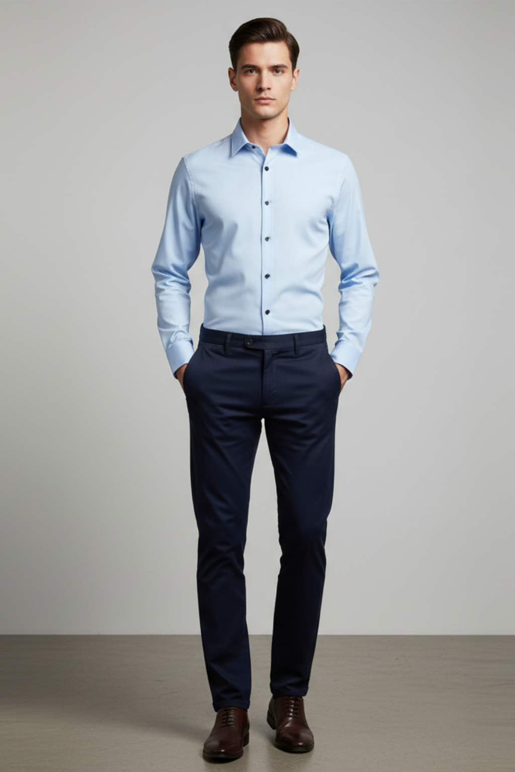 Men’s Business Dress Shirt - Tailored Style with Smooth Weave