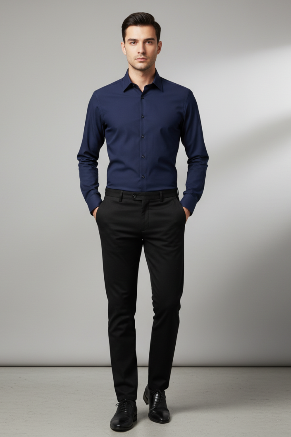 Men’s Business Dress Shirt - Tailored Style with Smooth Weave