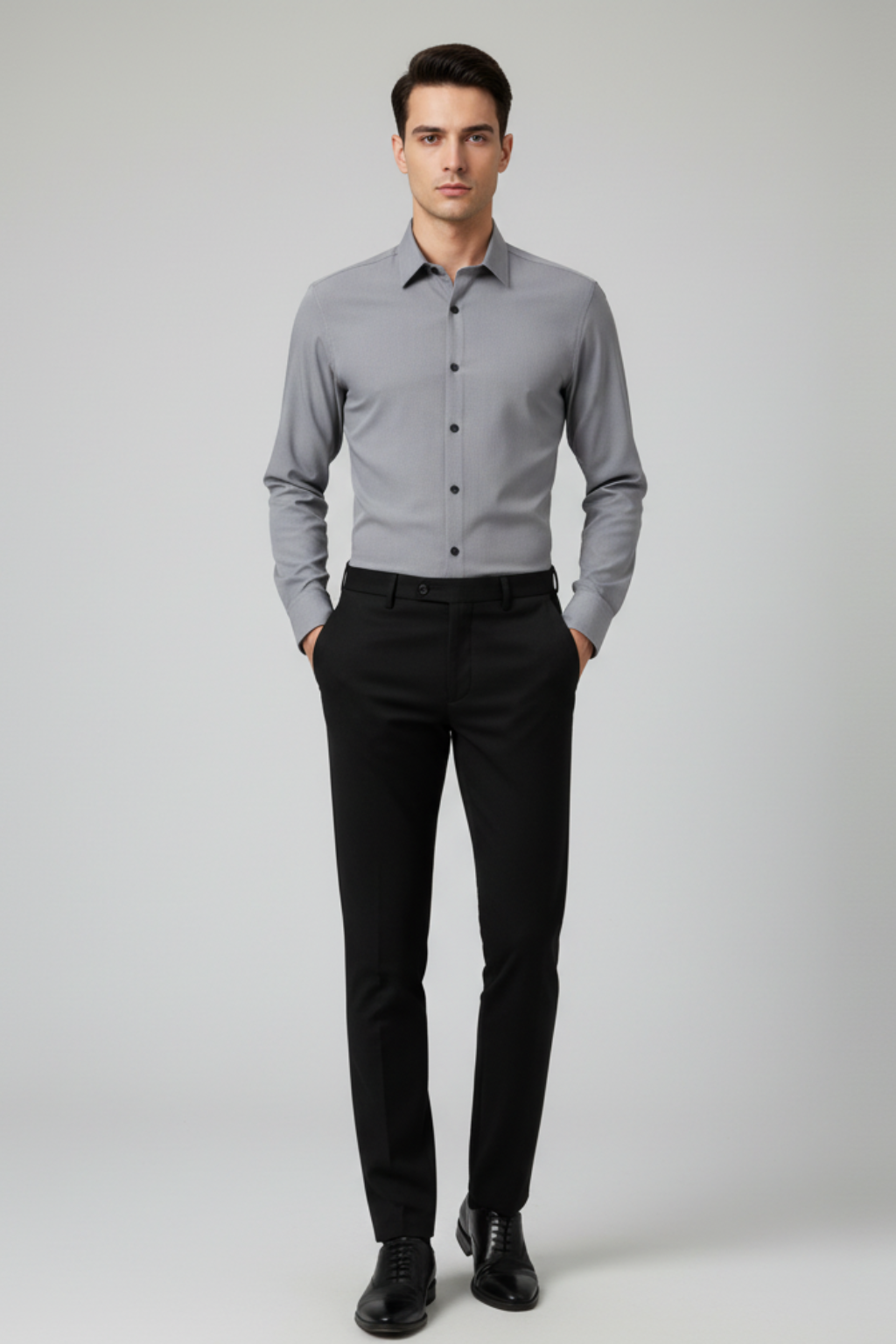Men’s Business Dress Shirt - Tailored Style with Smooth Weave