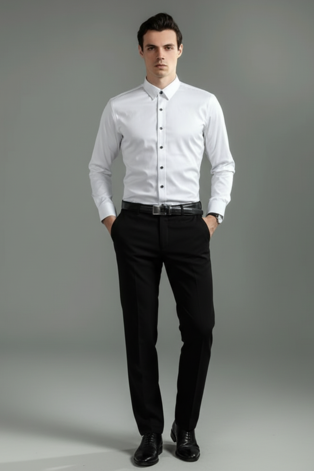 Men’s Business Dress Shirt - Tailored Style with Smooth Weave