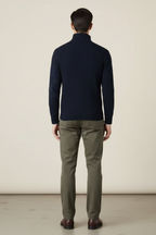 Men’s Cable Knit Half-Zip Wool Blend Sweater - Stylish Texture and Warm Layers