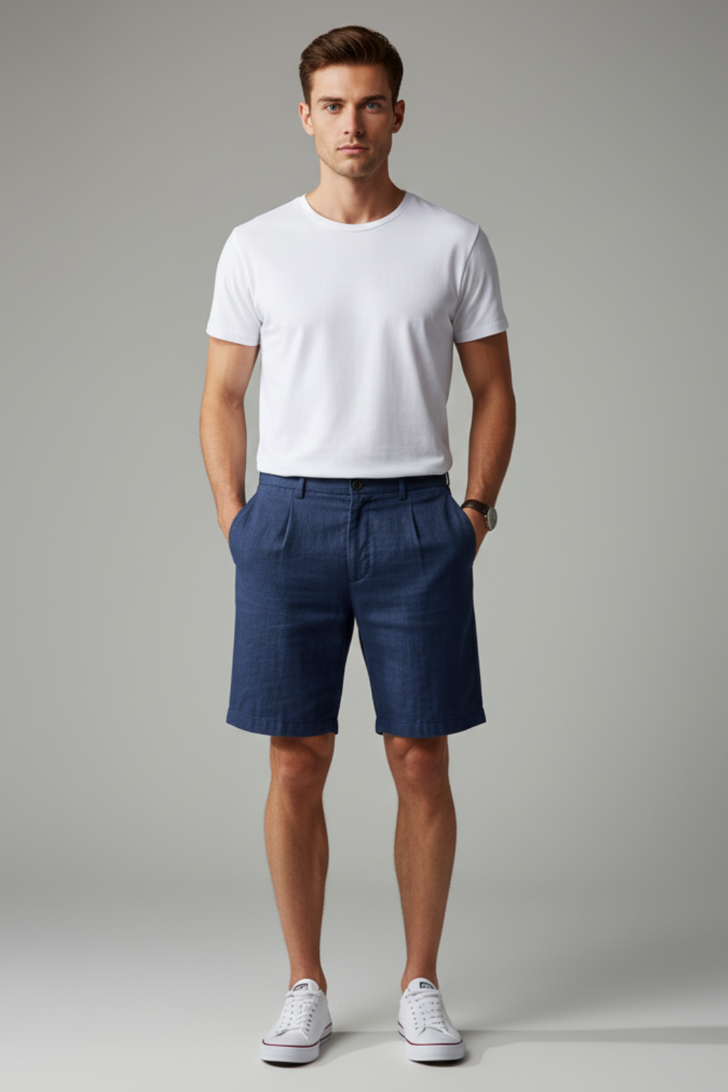 Men’s Casual Beach Shorts - Solid Color Straight-Legs Short