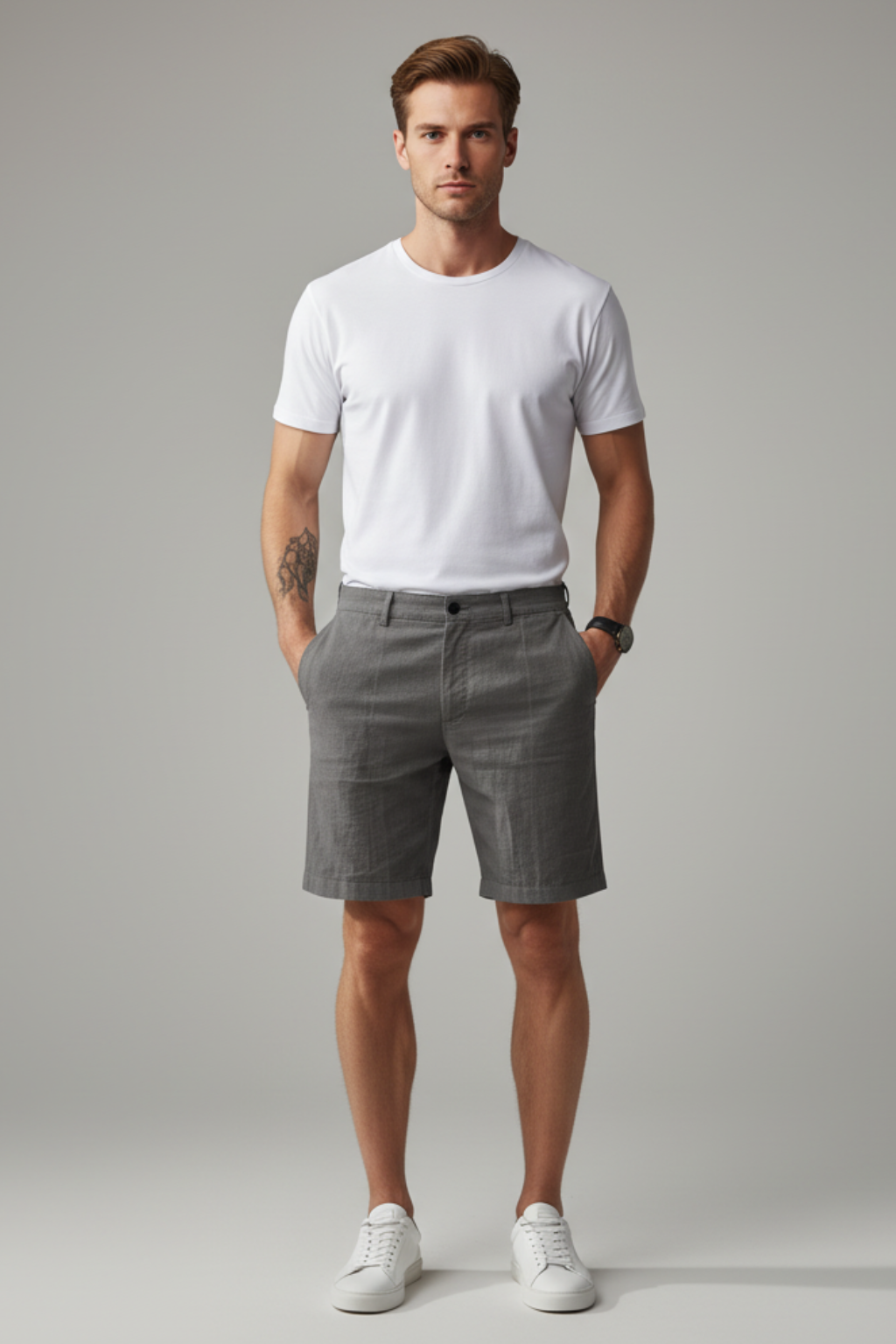 Men’s Casual Beach Shorts - Solid Color Straight-Legs Short