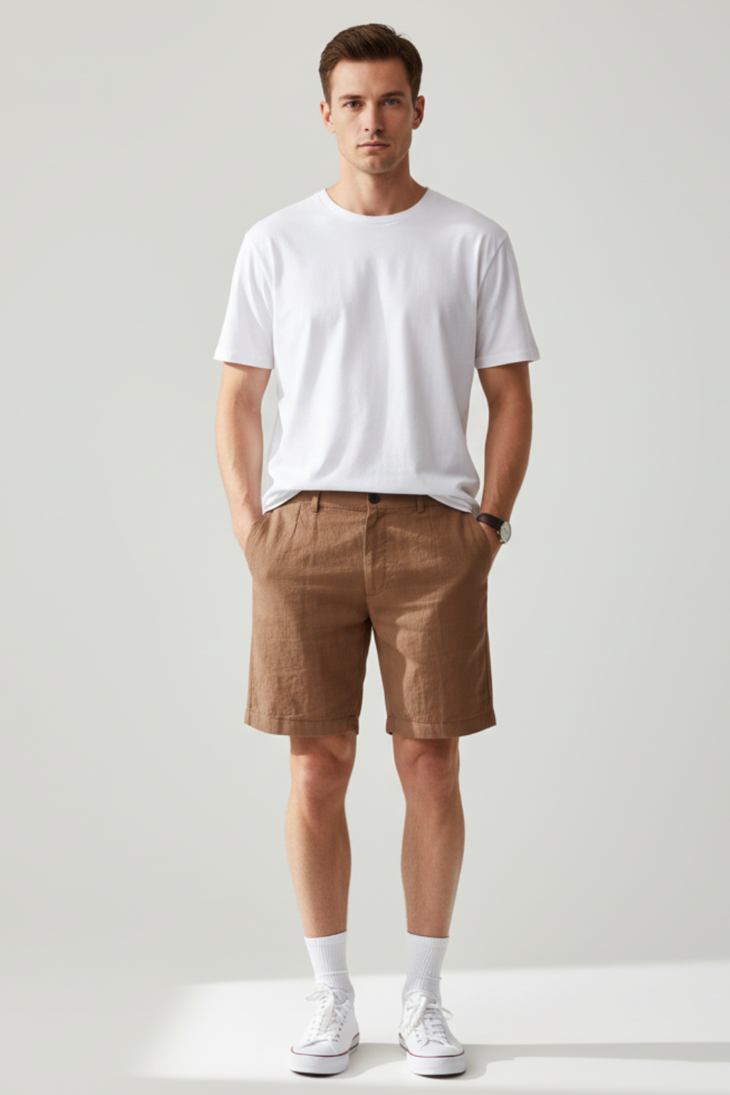Men’s Casual Beach Shorts - Solid Color Straight-Legs Short