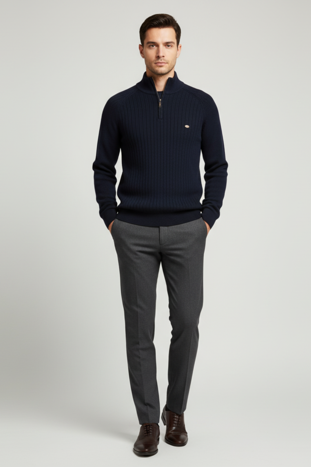 Men’s Classic Fit Half-Zip Sweater - Soft Cotton Blend, Seasonal Staple