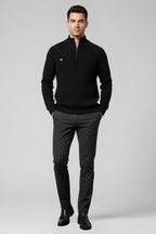 Men’s Classic Fit Half-Zip Sweater - Soft Cotton Blend, Seasonal Staple