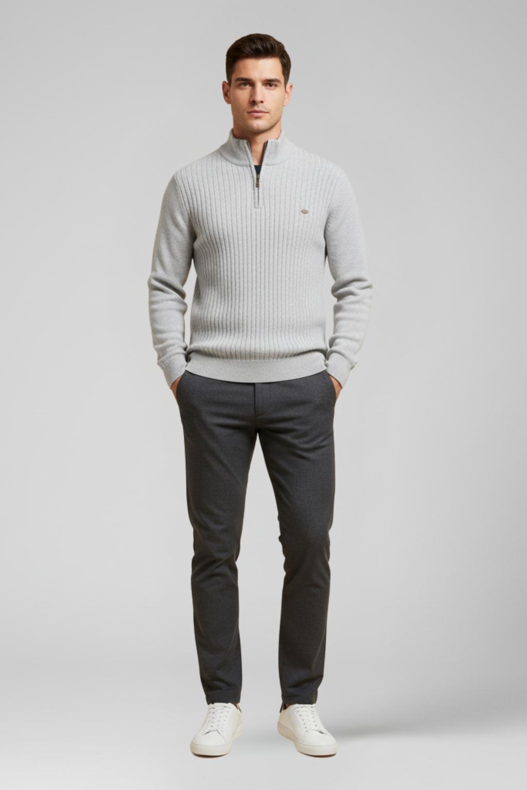 Men’s Classic Fit Half-Zip Sweater - Soft Cotton Blend, Seasonal Staple