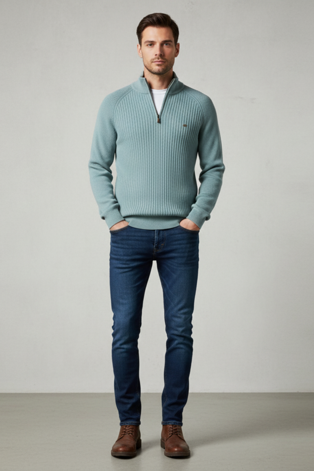 Men’s Classic Fit Half-Zip Sweater - Soft Cotton Blend, Seasonal Staple