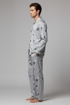 Men’s Cotton Blend Long Sleeve Sleepwear Set - Two-Piece Pajamas