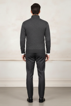 Men's Full Zip Knit Sweater With Ribbed Cuffs And Hem
