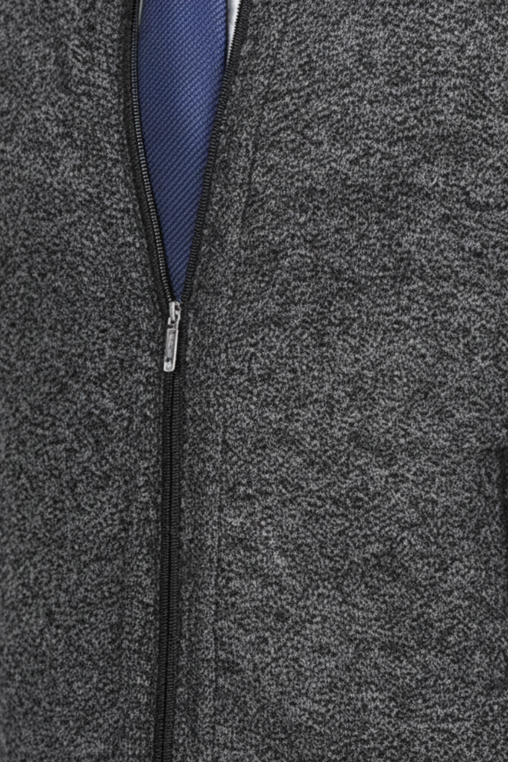 Men's Full Zip Knit Sweater With Ribbed Cuffs And Hem