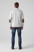 Men’s Half Zip Sweater - Knit Pullover with Elbow Patches
