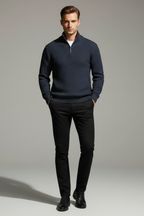 Men’s Half Zip Sweater - Slim Fit Knit with Ribbed Trims