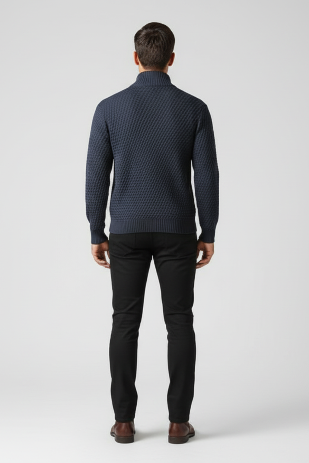 Men’s Half Zip Sweater - Slim Fit Knit with Ribbed Trims