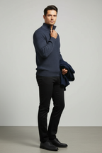 Men’s Half Zip Sweater - Slim Fit Knit with Ribbed Trims