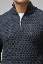 Men’s Half Zip Sweater - Slim Fit Knit with Ribbed Trims