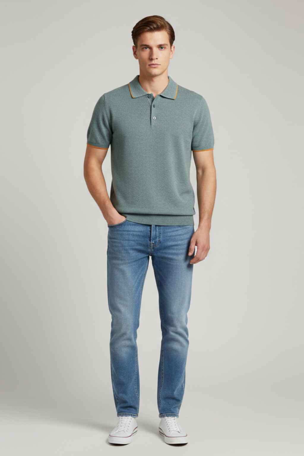 Men’s Knitted Short Sleeve Polo Shirt - For Summer Business Casual