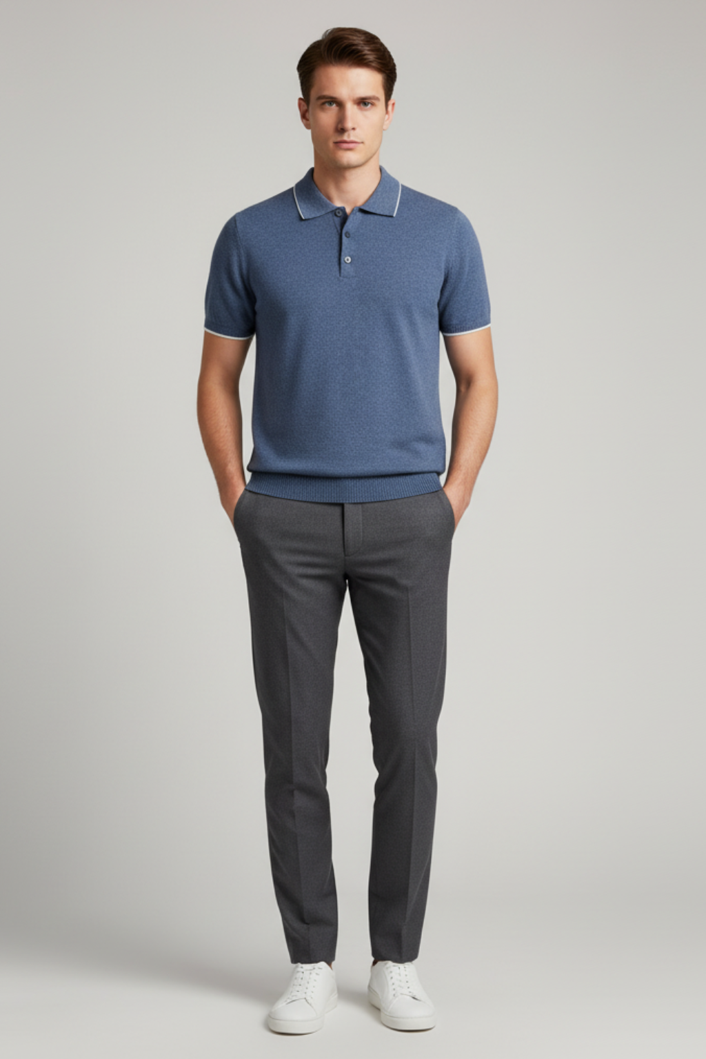 Men’s Knitted Short Sleeve Polo Shirt - For Summer Business Casual