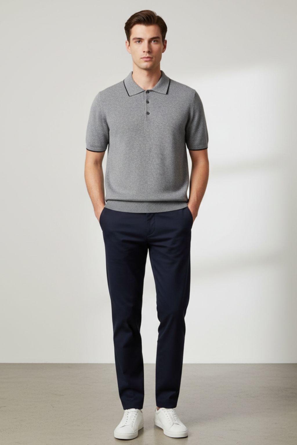Men’s Knitted Short Sleeve Polo Shirt - For Summer Business Casual
