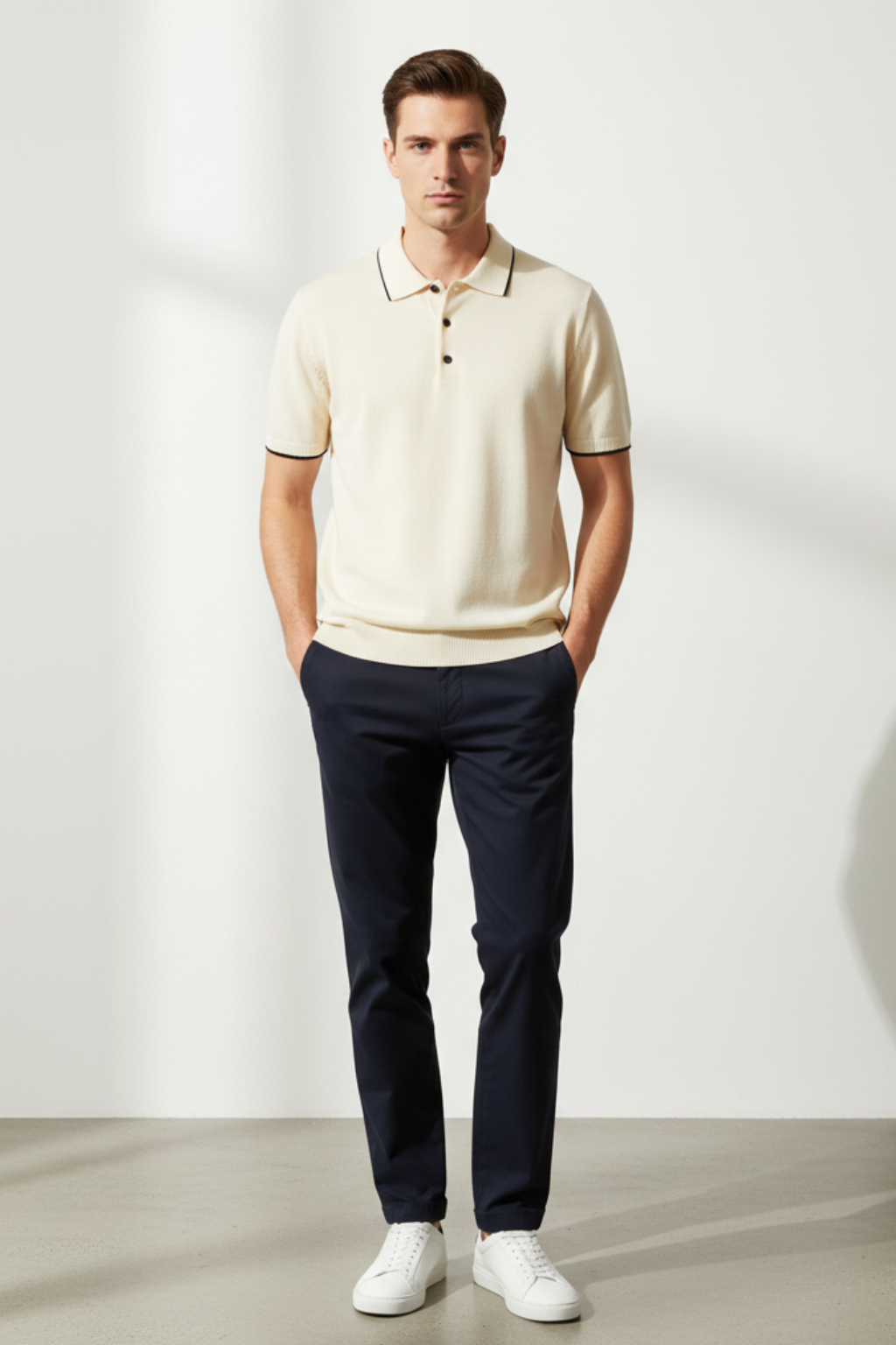 Men’s Knitted Short Sleeve Polo Shirt - For Summer Business Casual